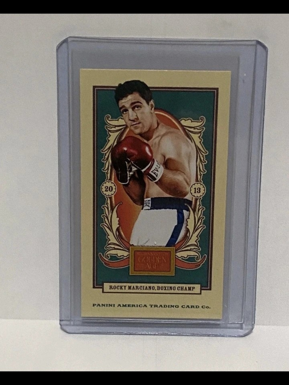 2013 Panini Golden Age Rocky Marciano Mini American Caramels Blue Ink Back #43